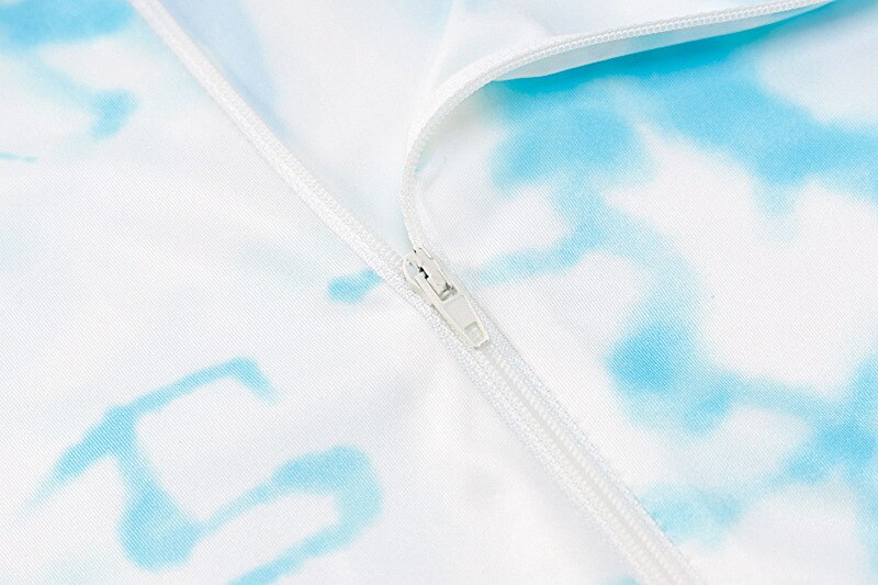 Tie Dye Print Jumpsuit Women Long Sleeve Front Zipper Top Shorts One Piece Tracksuit Workout Push Gym Sports Sexy One Piece-2