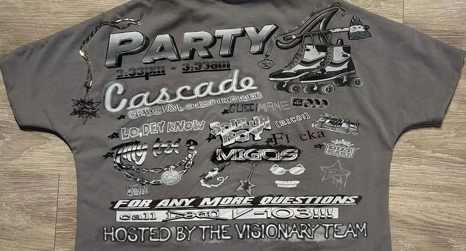 Harajuku Gothic Gray Y2K Top New Oversized T Shirt Men and Women Hip Hop Punk Graphic T Shirts Short Sleeve Tops Streetwear