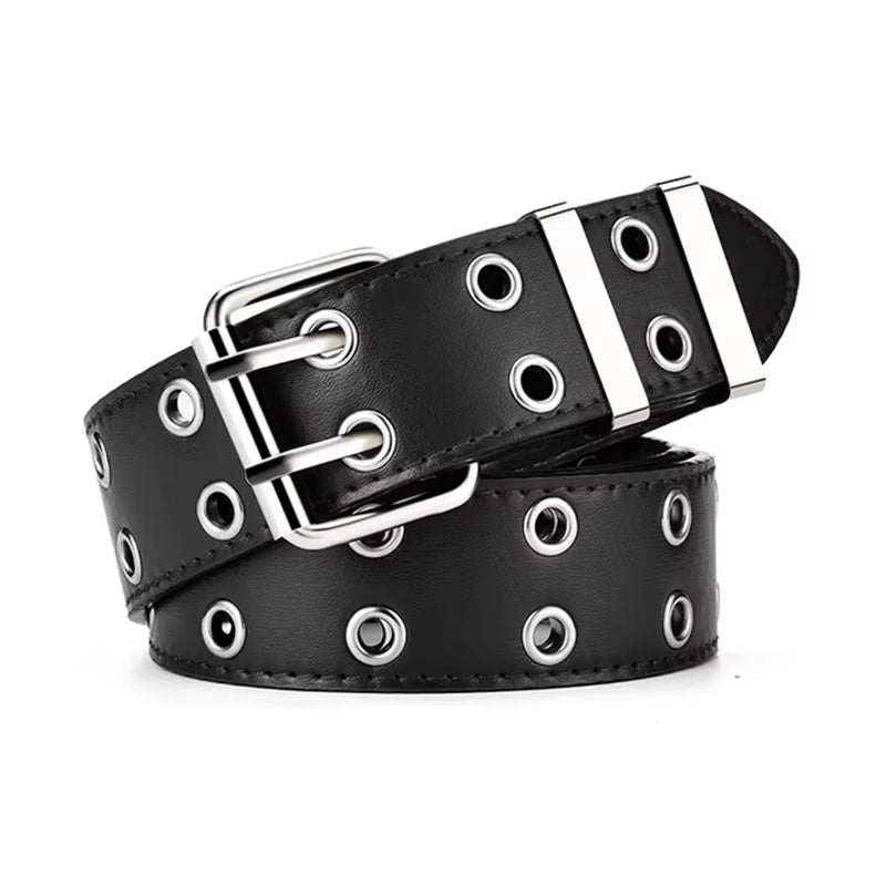 Women'S Belt Large Size Double Hole Men Belt Punk Hip Hop Rock Style Subculture Y2K Belt Punch Free Belt for Men and Women