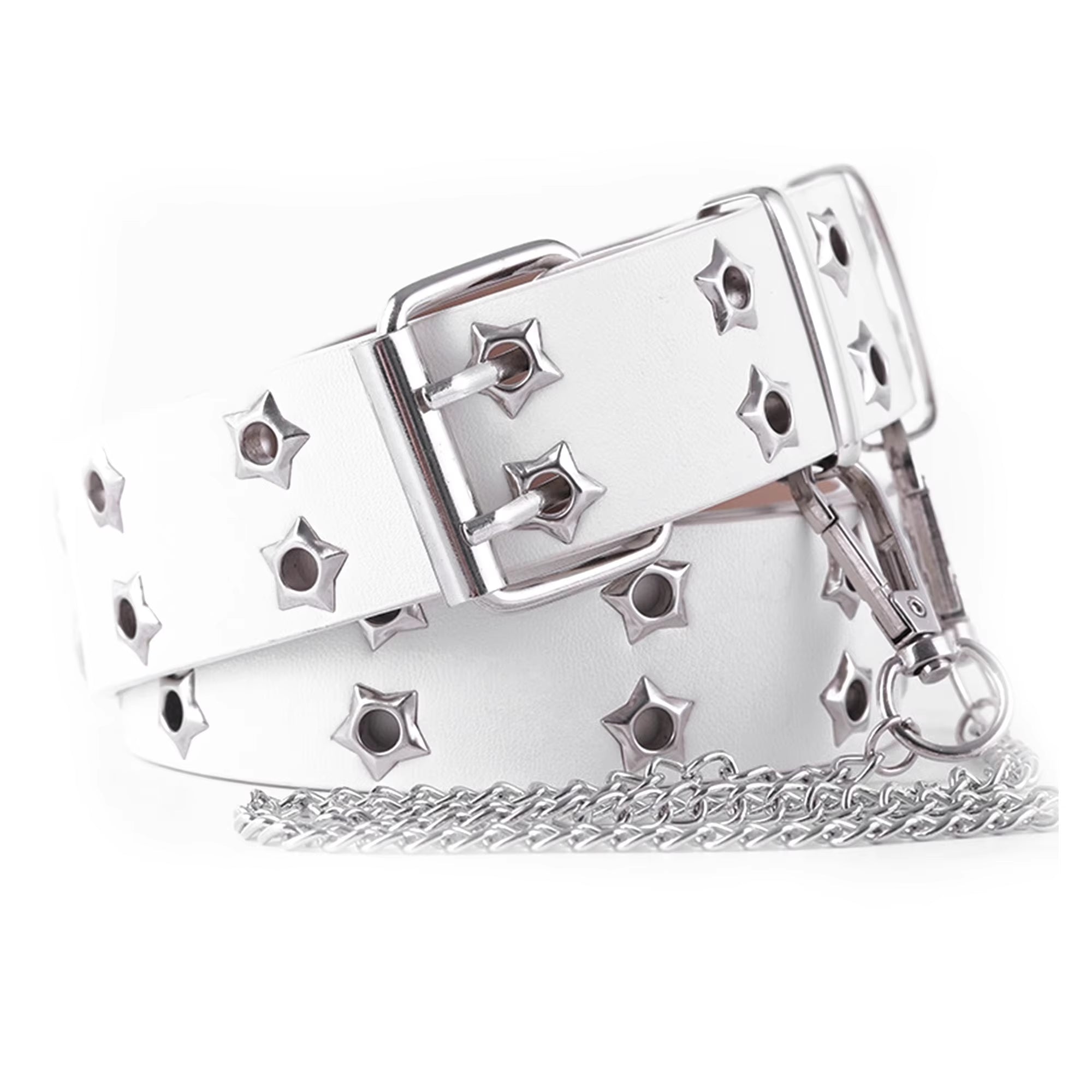 Women'S Belt Large Size Double Hole Men Belt Punk Hip Hop Rock Style Subculture Y2K Belt Punch Free Belt for Men and Women